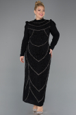 Robe Hijab Grande Taille Longue Noir ABU5411