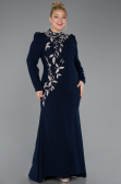 Robe Hijab Grande Taille Longue Bleu Marine ABU5395