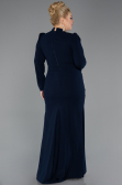 Robe Hijab Grande Taille Longue Bleu Marine ABU5395