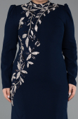 Robe Hijab Grande Taille Longue Bleu Marine ABU5395