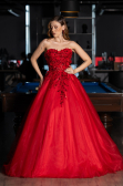 Robe de Fiançailles Design Personnalisé Longue Rouge ABU5460