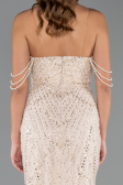 Robe de Soirée Longue Perlé Beige ABU5477