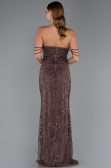 Robe de Soirée Longue Perlé Brun ABU5477