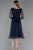 Robe de Cérémonie Midi Perlé Bleu Marine ABK2469