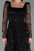 Robe de Cérémonie Midi Perlé Noir ABK2469
