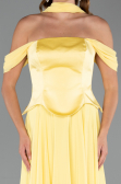 Robe De Soirée Mousseline Longue Jaune ABU5327
