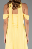 Robe De Soirée Mousseline Longue Jaune ABU5327
