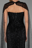Robe de Soirée Longue Perlé Noir ABU5483