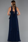 Robe de Soirée Longue Mousseline Bleu Marine ABU5486