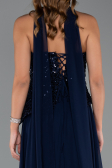 Robe de Soirée Longue Mousseline Bleu Marine ABU5486