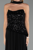 Robe de Soirée Longue Mousseline Noir ABU5486