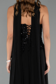 Robe de Soirée Longue Mousseline Noir ABU5486