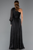 Robe de Soirée Longue Mousseline Noir ABU5489
