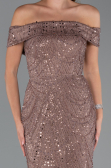 Robe de Soirée Longue Perlé Cuivre ABU5492