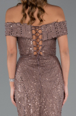 Robe de Soirée Longue Perlé Cuivre ABU5492