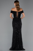 Robe de Soirée Longue Perlé Noir ABU5492