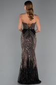 Robe Queue De Poisson Squameuse Longue Noir ABU5112