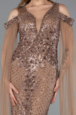 Robe de Soirée Longue Perlé Cuivre ABU5497