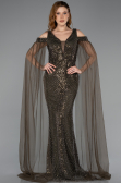 Robe de Soirée Longue Perlé Kaki ABU5497