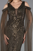 Robe de Soirée Longue Perlé Kaki ABU5497