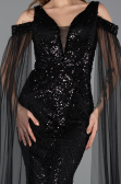 Robe de Soirée Longue Perlé Noir ABU5497