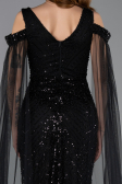 Robe de Soirée Longue Perlé Noir ABU5497