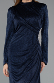 Robe Hijab Grande Taille Longue Bleu Marine ABU5502