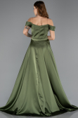 Robe de Soirée Longue Satin Kaki ABU5507
