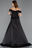 Robe de Soirée Longue Satin Noir ABU5507