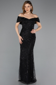 Robe de Soirée Longue Perlé Noir ABU5503