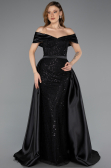 Robe de Soirée Longue Perlé Noir ABU5503