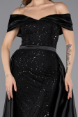 Robe de Soirée Longue Perlé Noir ABU5503