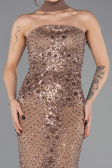 Robe de Soirée Longue Perlé Cuivre ABU5438