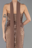 Robe de Soirée Longue Perlé Cuivre ABU5438