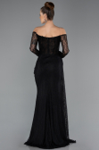Robe de Soirée Longue Dantelle Noir ABU5509