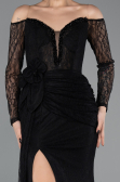 Robe de Soirée Longue Dantelle Noir ABU5509