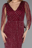 Robe de Soirée Longue Pierreux Rouge Bordeaux ABU5475