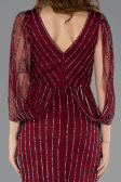 Robe de Soirée Longue Pierreux Rouge Bordeaux ABU5475
