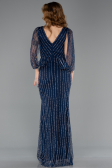 Robe de Soirée Longue Pierreux Bleu Marine ABU5475