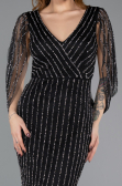Robe de Soirée Longue Pierreux Noir ABU5475