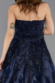 Robe de Soirée Longue Perlé Bleu Marine ABU5511