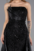 Robe de Soirée Longue Perlé Noir ABU5511