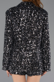 Robe De Soirée Courte Velours à Paillettes Noir-Argent ABK2481