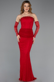 Robe de Soirée Longue Dantelle Rouge ABU5510