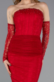 Robe de Soirée Longue Dantelle Rouge ABU5510