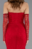 Robe de Soirée Longue Dantelle Rouge ABU5510