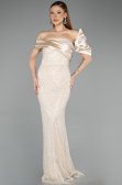 Robe de Soirée Longue Squameuse Beige ABU5529