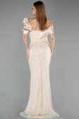 Robe de Soirée Longue Squameuse Beige ABU5529