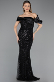 Robe de Soirée Longue Squameuse Noir ABU5529
