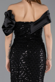 Robe de Soirée Longue Squameuse Noir ABU5529